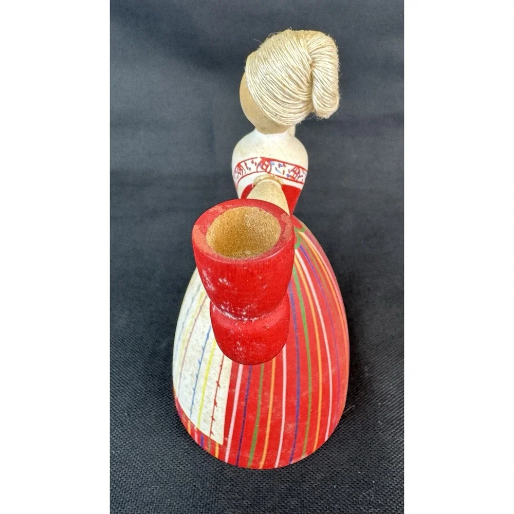 Vintage Swedish Candlestick Holder  Helmslojden Boras Sweden Hand Painted
